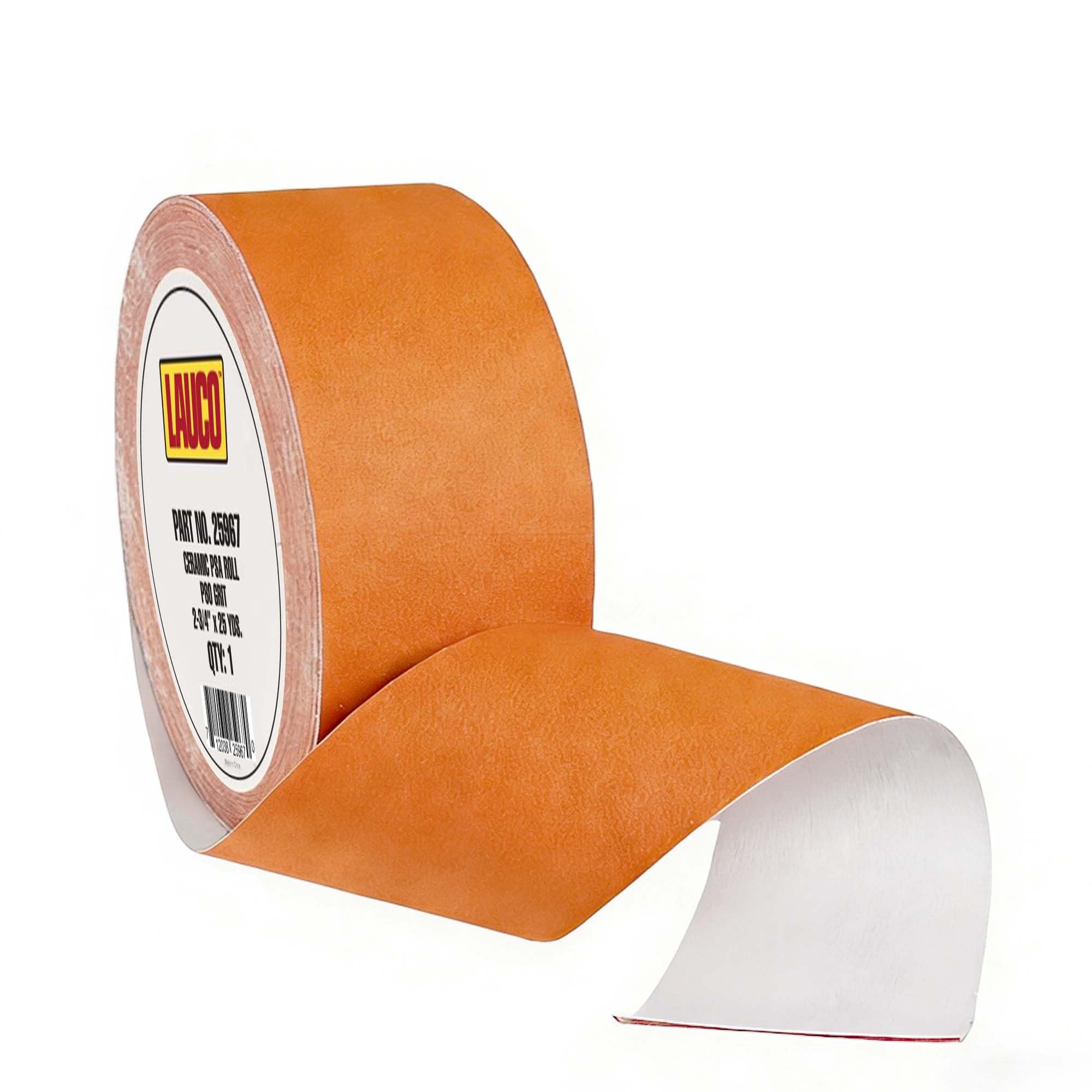 LAUCO Premium 180 Grit Ceramic Grain Hook & Loop Sanding Roll Each 2.75" x 25 Yard - Hook & Loop Continuous Longboard Sandpaper for Automotive and