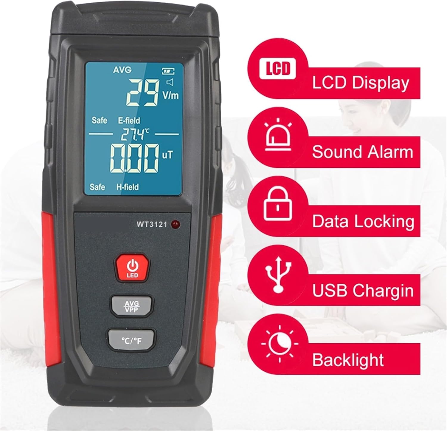 Digital Testing Electromagnetic Radiation Tester Handheld Radiation Dosimeter Monitor Portable Electric Field EMF Meter Detector Counter