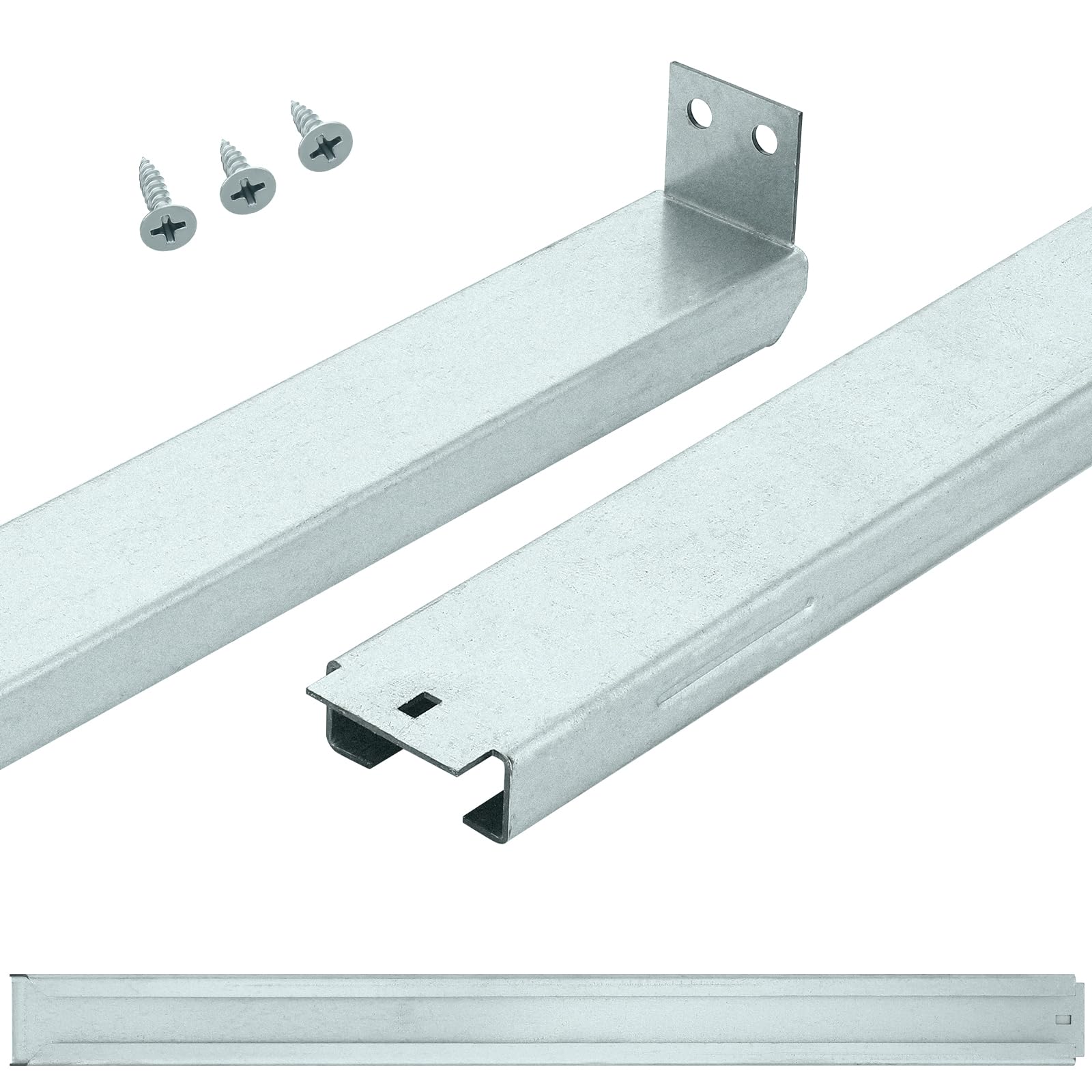 Hicarer 1 Set 12 Inch Metal Drawer Rails Center Track Metal Center Guide Track Drawer Rail Replacement (Corresponding Wood Slide Sold Separately)