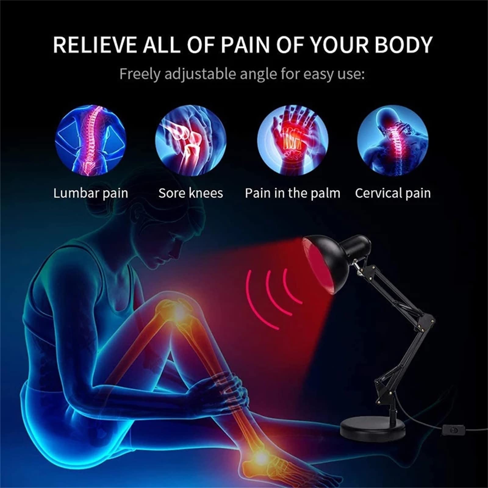 Fisioterapia de Infrarrojos de Lampara, lámpara de Calor de Infrarrojos, lámpara de Fisioterapia de Calor de Infrarrojos Terapia de calefacción Luz de Alivio del Dolor de la luz (Size : B)