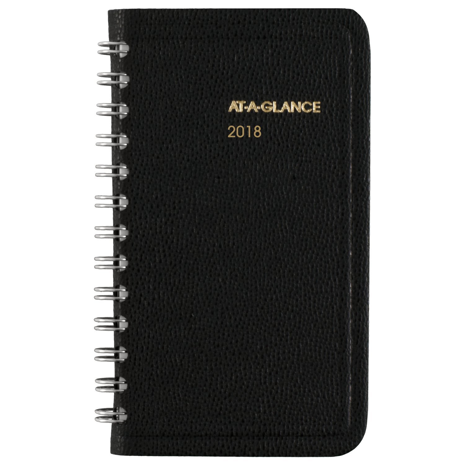 AT-A-GLANCE Agenda settimanale tascabile, da gennaio 2018 a dicembre 2018, 5,1 x 11,4 cm, senza righe, nero (7003505)