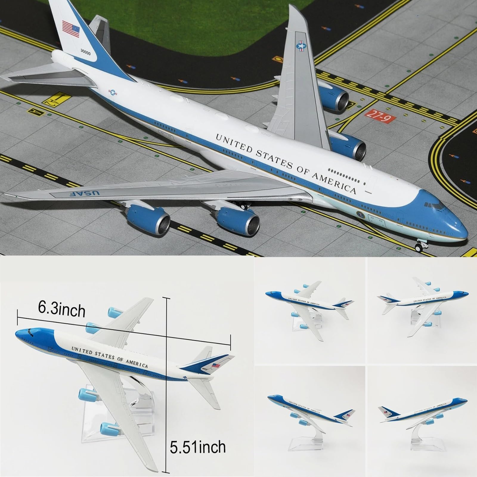 Samolot Air Force One B747 w skali 1/400, modele ze stopu, zestawy samolotów ze stopu odlewania ciśnieniowego ze wsparciem dla entuzjastów lotnictwa, Prezent(B)