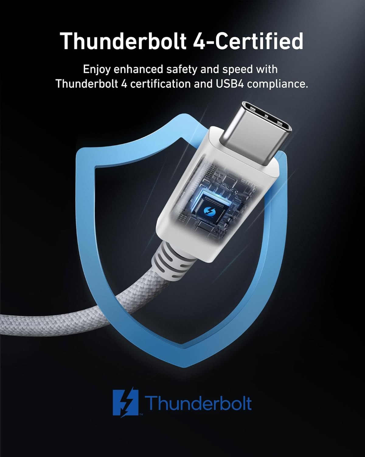 Anker Prime Thunderbolt 4 Cable, 3.3 ft USB C to USB C Cable, 240W Charging, 40Gbps Data Transfer, Supports 8K/4K Displays, for iPhone 16 Series, MacBook Air, iPad, Samsung (Thunderbolt 4-Certified) - Image 6