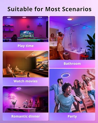 Miniatura 7 de wowatt Luz de ducha recargable con control remoto, luces RGB que cambian de color y luz blanca para la ducha, luces de ducha para dentro de la ducha