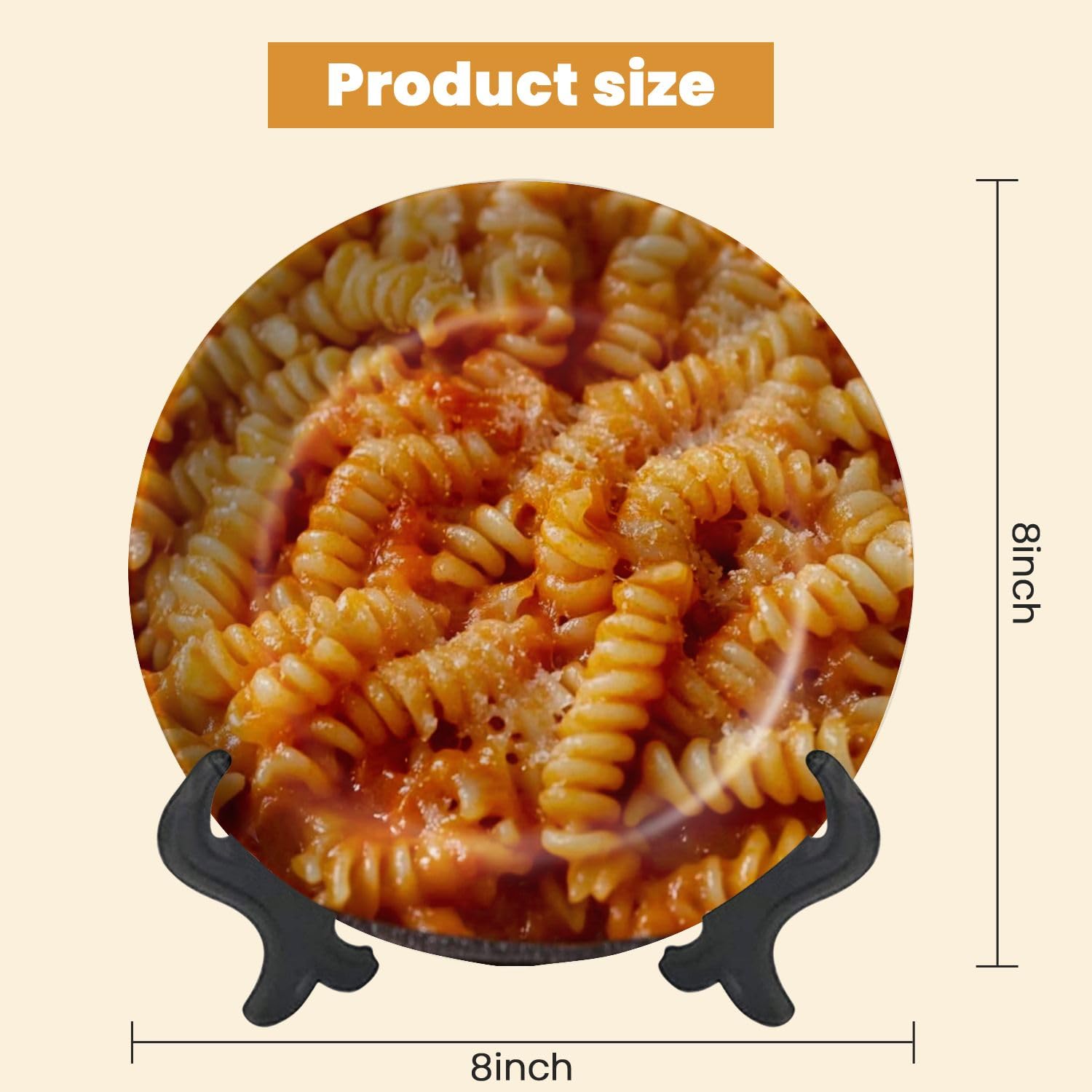 Decorative Plates for Display Rotini Pasta Roasted Tomato Garlic Sauce Garlic Bread Gift Plates Ceramic Collections Plates Hanging Artwork for Living Dining Room Kitchen Souvenir