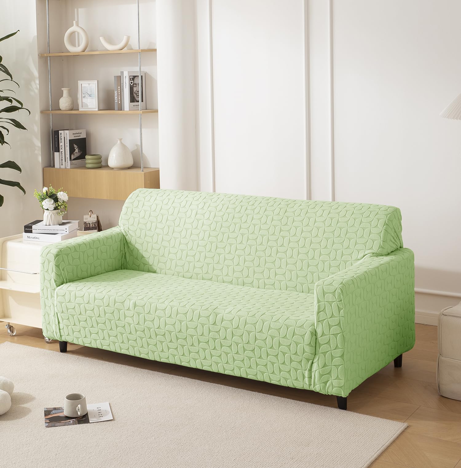 House of Quirk Universal Five Seater Jacquard Fabric Texture Sofa Cover 220 GSM Soft Touching Cover for Couch Flexible Stretch Sofa Slipcover (Green, 300-350CM) (B0CVB37RNH) Amazon Price History, Amazon Price Tracker