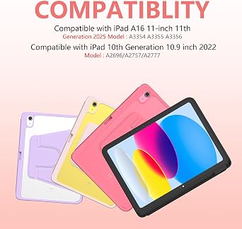 for A16 iPad case with Keyboard-Pink | for iPad 10th 11th Generation (A16, 2025), 7-color Backlit, Magnetic Cover, Pencil Holder, for iPad A16 11 inch/10th