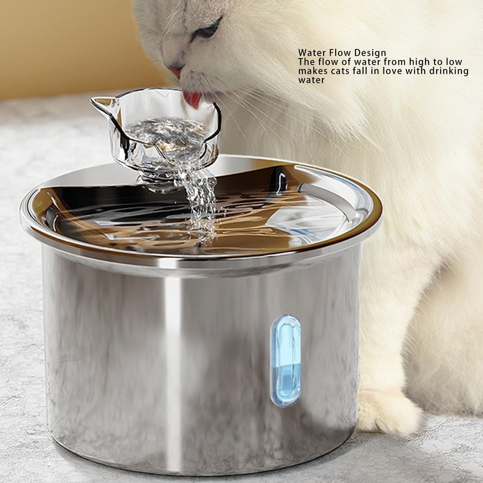 Fontana d'acqua per Animali Domestici Dispenser Automatico d'acqua in Acciaio Inossidabile Grande capacità con Filtrazione Circolante Pompa Silenziosa Design Leggero per Gatti e Cani di