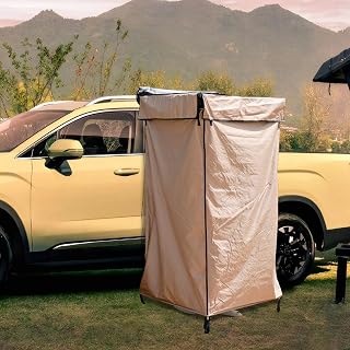 Auto-Duschzelt, Oxford Wasserdicht Toilettenzelt, Auto-Seitenduschraum mit LED-Licht für Outdoor-Camping, PrivatsphäRe SchutzräUme FüR Outdoor, Montiert Auf DachträGer, Universal