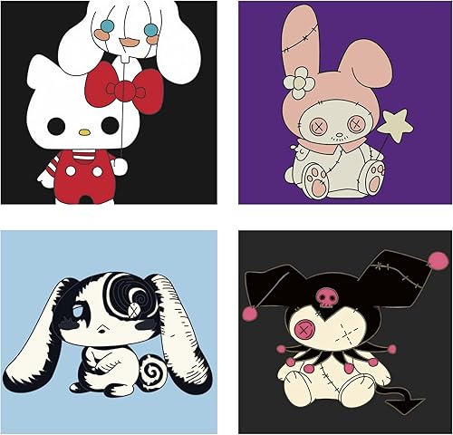 Sanrio - Juego de posavasos de Hello Kitty con Cinnamoroll, Kuromi y My Melody, posavasos y soporte personalizados, accesorios y mercancía, juego de