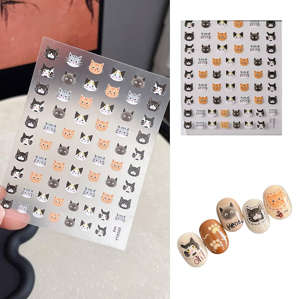 Amazon.co.jp: EZ PEACH ネイルシール 動物 猫 犬 白 黒 ヒョウ