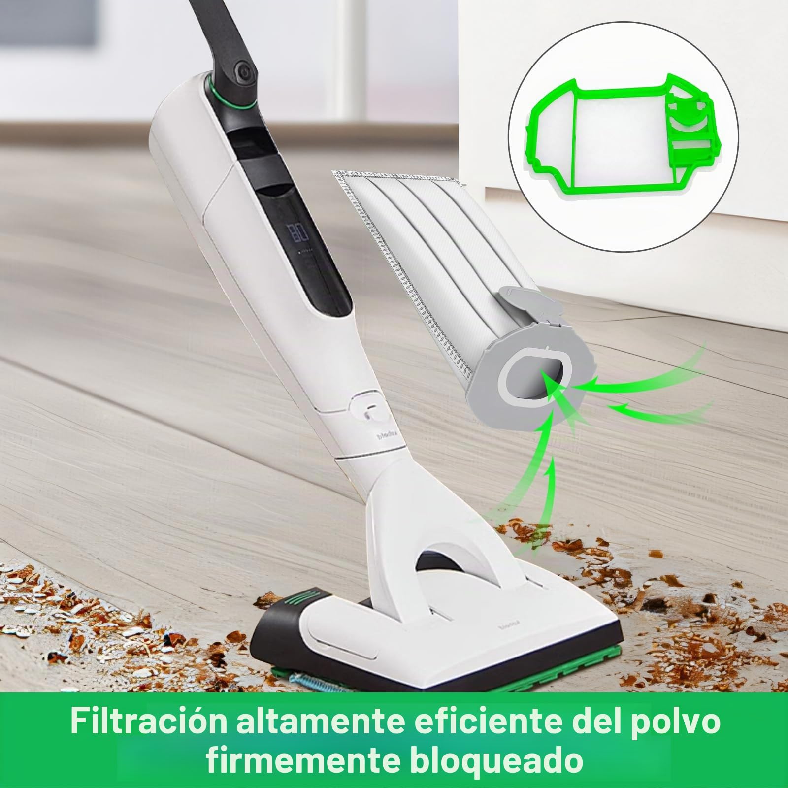 12 bolsas compatibles con Folletto VK7S VK7 FP7S FP7-12 bolsas de aspiradora de microfibra de 6 capas + 2 filtros de motor + 2 cepillos