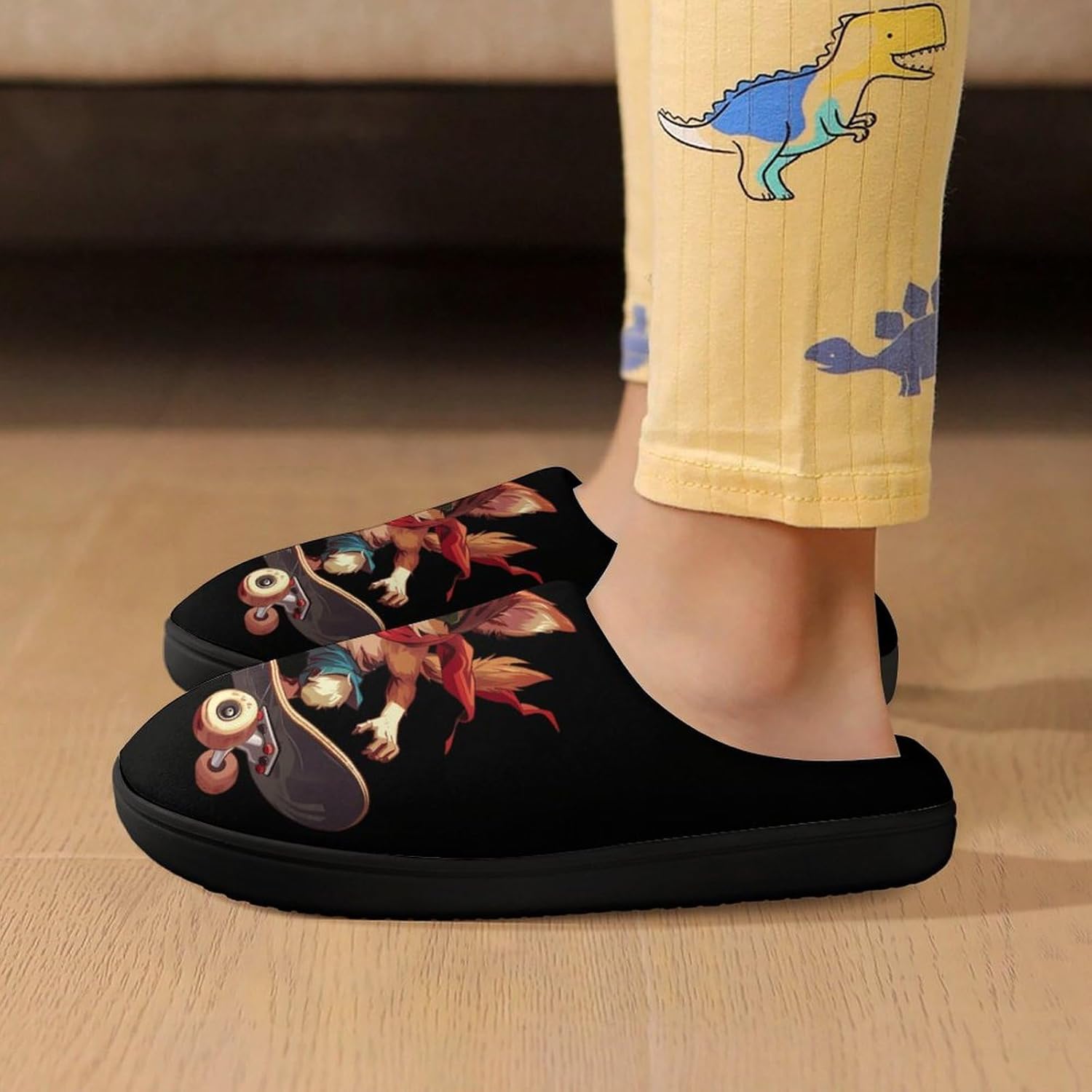 Skate Chihuahua Cute Cotton Slippers Anti-slip House Shoes Funny Slipper Indoor Outdoor