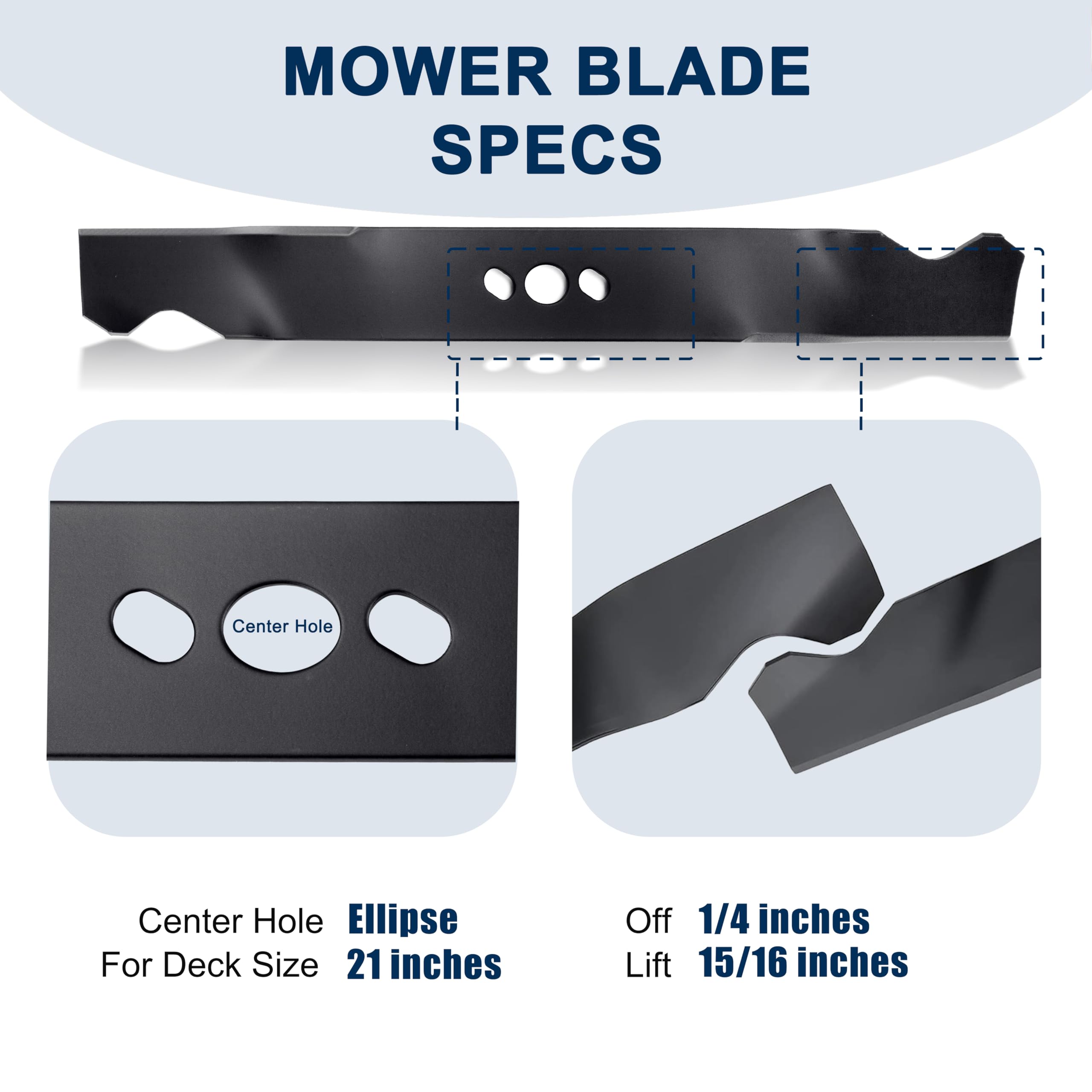LikeLion Paquete de 2 cuchillas para cortacésped de 21 pulgadas, compatible con Murray Walk Behind MNA152702 MNA152901, hoja desenredadora de césped reemplaza las piezas 84005221 2105200317