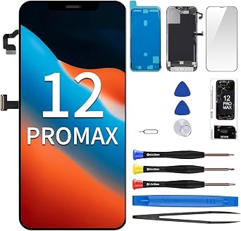 for iPhone 12 Pro Max Screen Replacement with Ear Speaker 6.7" LCD | 3D Touch Display Digitizer Magnetic Screw Mat Front Glass Proximity Sensor Fix Full Repair Tools Kit A2342 A2410 A2411 A2412