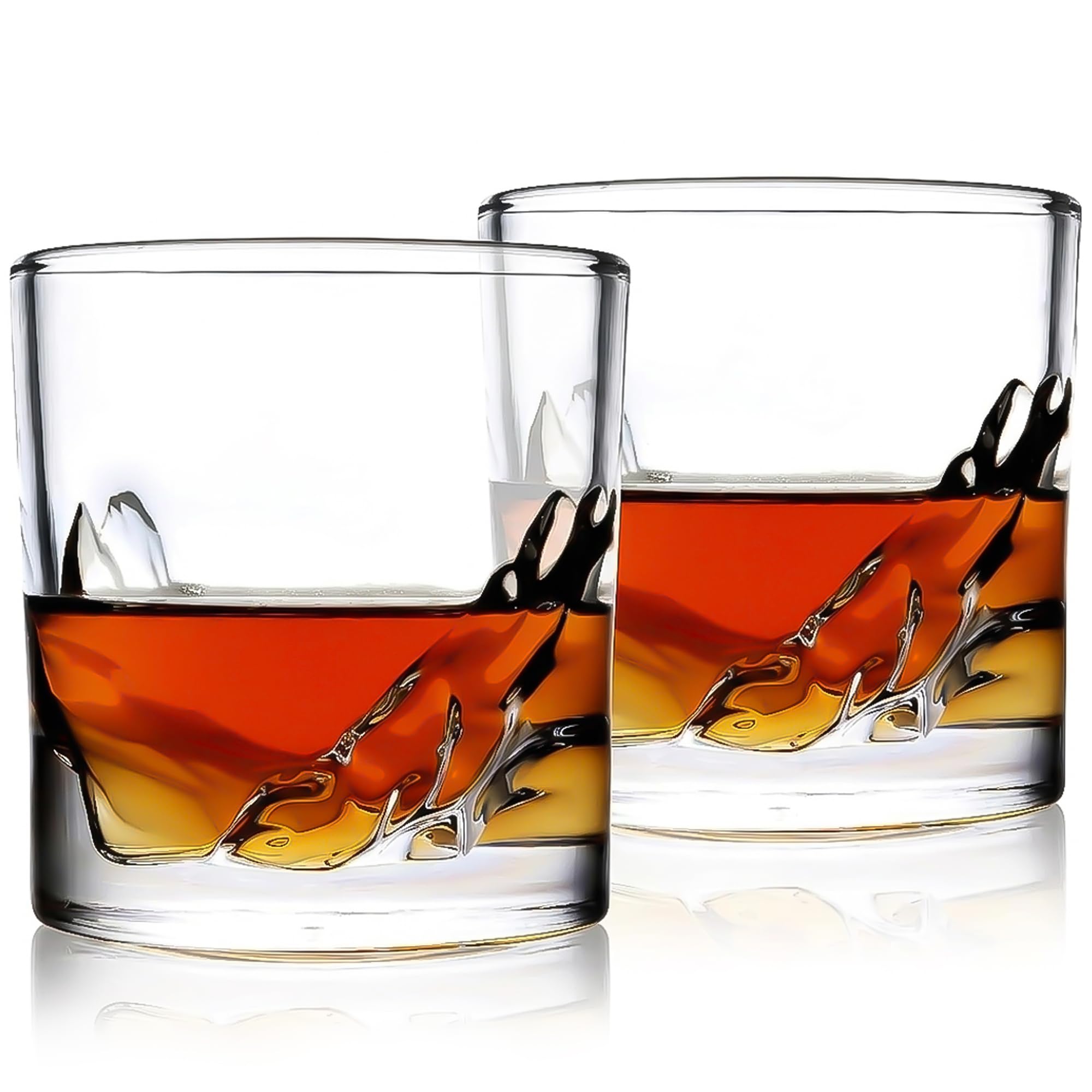 LIITON Grand Canyon Kristall-Whiskeygläser 2er-Set, je 454g, dickwandig & gefrierbar, Premium-Bourbon-Glas, kühlt Cocktails, 296 ml