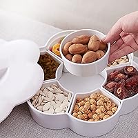 Vista 5 de ZOOFOX Divided Serving Dish with Lid, Melamine Appetizer Tray with 7 Removable Compartment, Snacks Bowls for Chips and Dip, Veggies, Candy and Nut