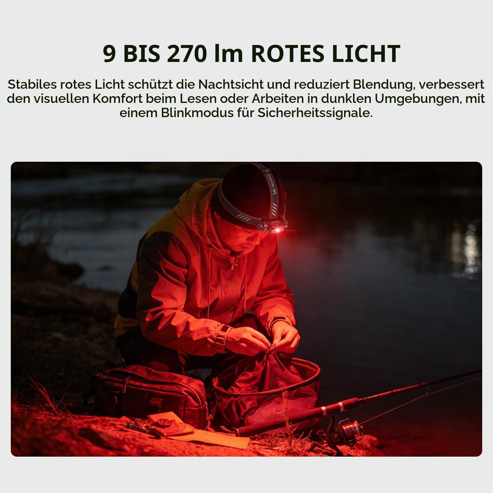 Wurkkos HD17 Led Stirnlampe Wiederaufladbar 2500 Lumen Superhelle Kopflampe | Rotlicht & 6 Modi，180° Verstellbar, IPX6 Wasserdicht, Leichte Stirnleuchte für Joggen, Angeln, Camping