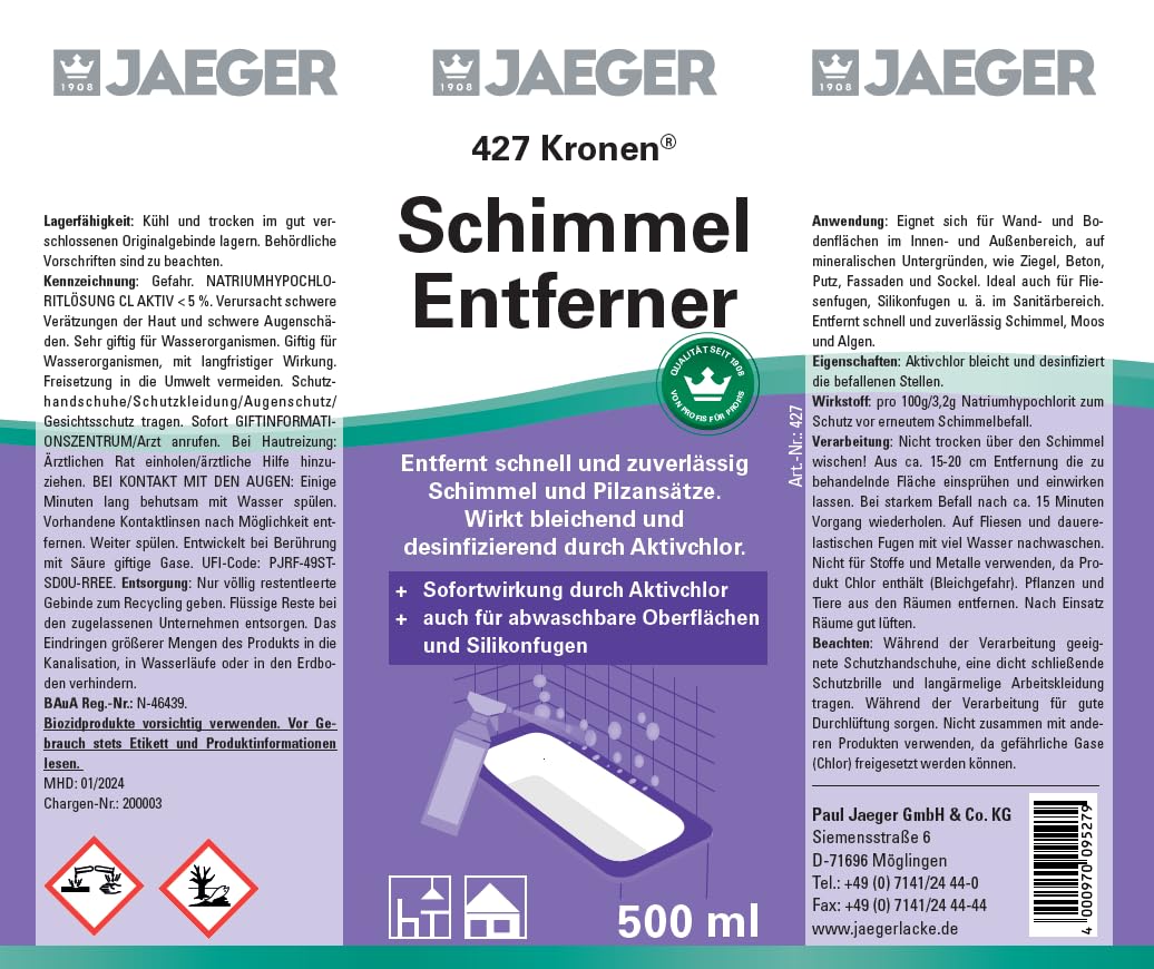 Jaeger Kronen Schimmel-Entferner 427 Spray, 1 Liter