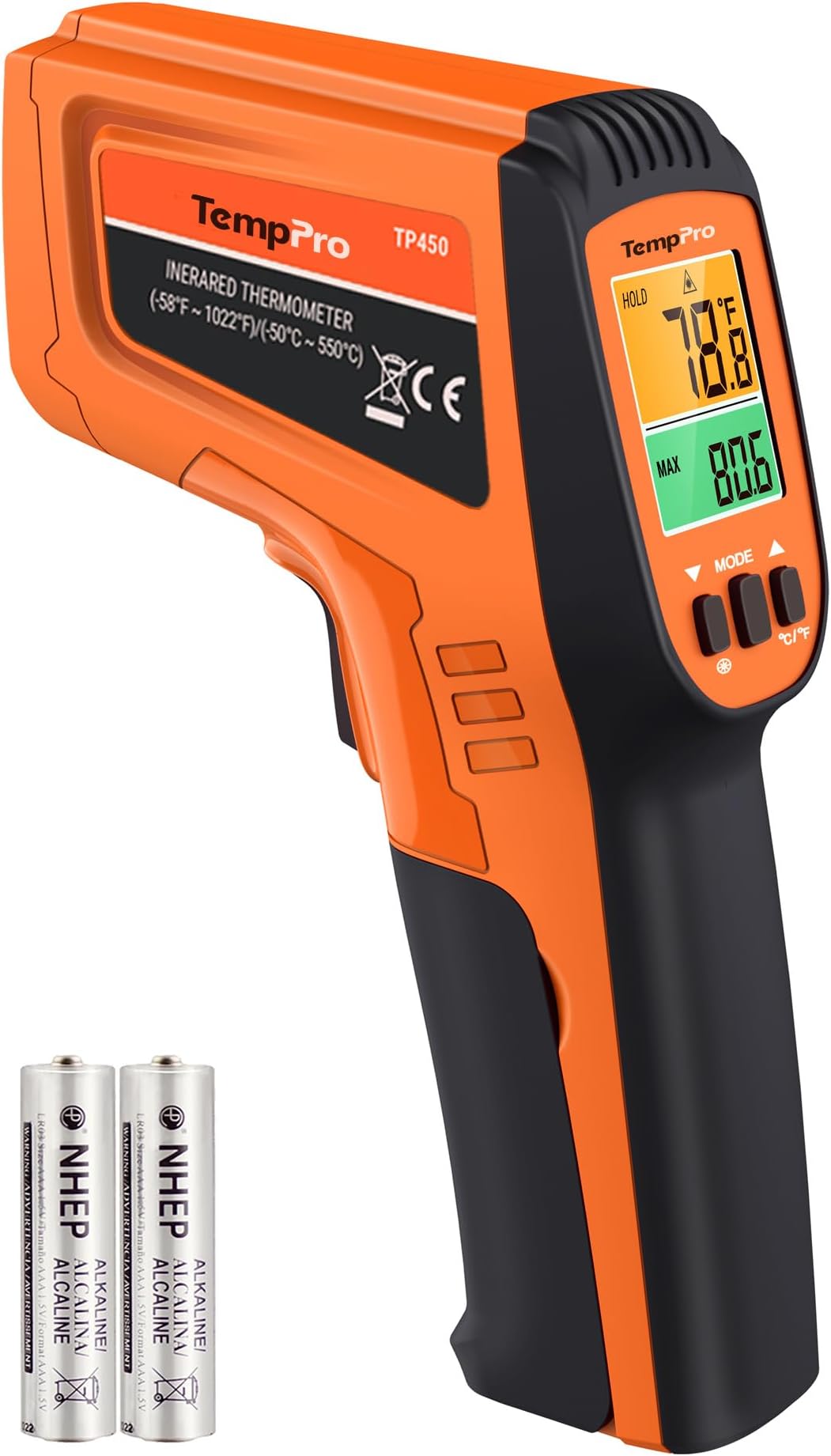 TP450 2 Laser Temperature Gun for Cooking, 16:1 D:S Ratio Infrared Thermometer Gun for Pizza Oven, Laser Thermometer Gun with Adjustable Emissivity Temp Gun -58 to 1022℉(Previously ThermoPro)