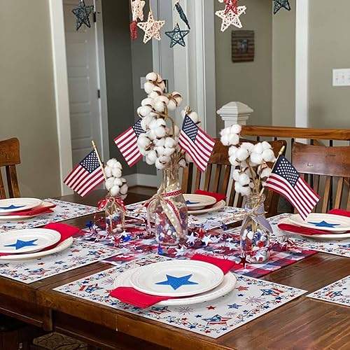 Vista 58 de Juego de 6 manteles individuales rojos para el día de San Valentín, diseño de corazón de San Valentín, resistentes al calor, lavables, manteles