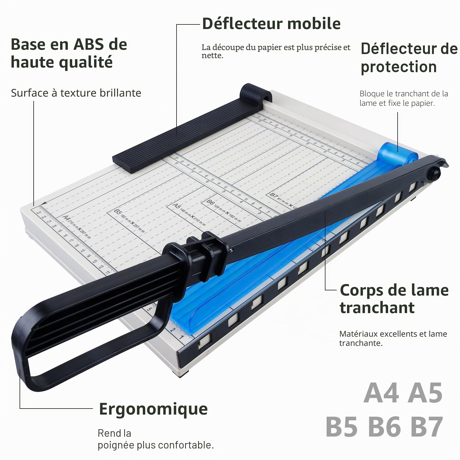 Massicot A4, Coupe Papier, Coupe-Papier, Coupeur De Papier, Papier Rogneuse En Titane Avec Dispositif De Protection, Coupeur Guillotine Portable (Performance De Coupe De 16 Feuilles)