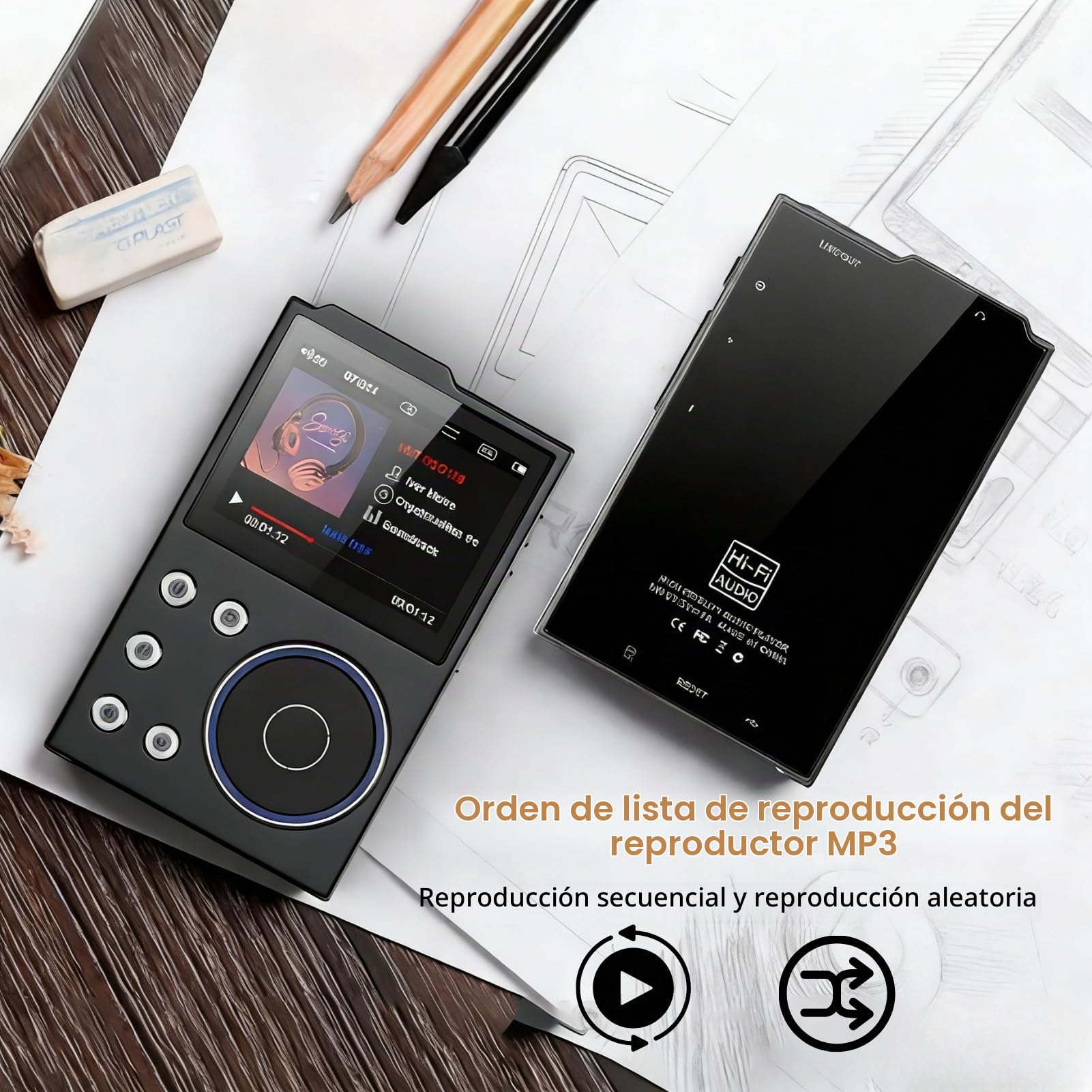 MP3 Player Bluetooth 5.3 HiFi DSD DAC Hi -Res FLAC Música Digital Player 2.4 Pulgadas Pantalla HD con una Tarjeta de Memoria de 16 GB Admite hasta 256 GB