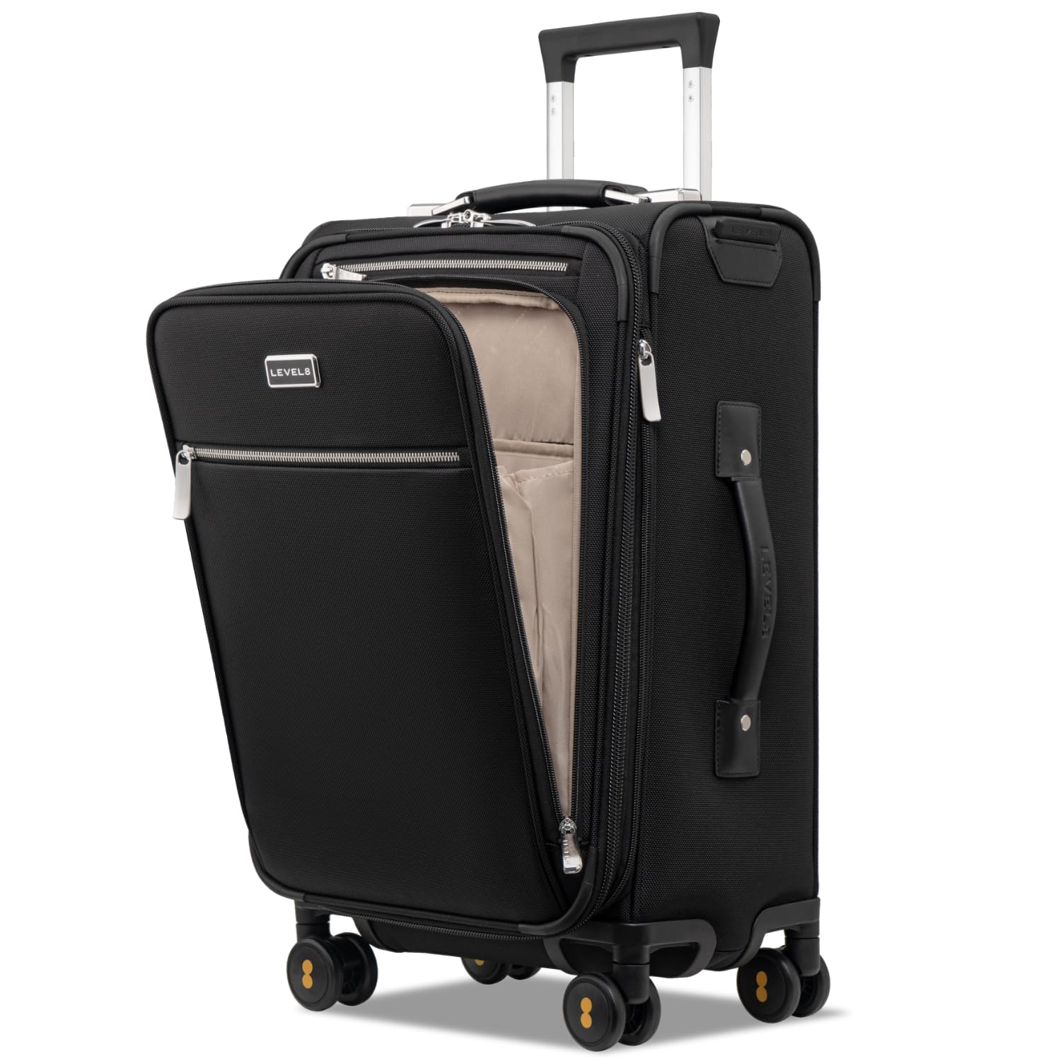 LEVEL8 Carry On Luggage with Compartment 20 Inch Softside Expandable Travel Suitcase with Spinner Wheels Top Opening Luggage