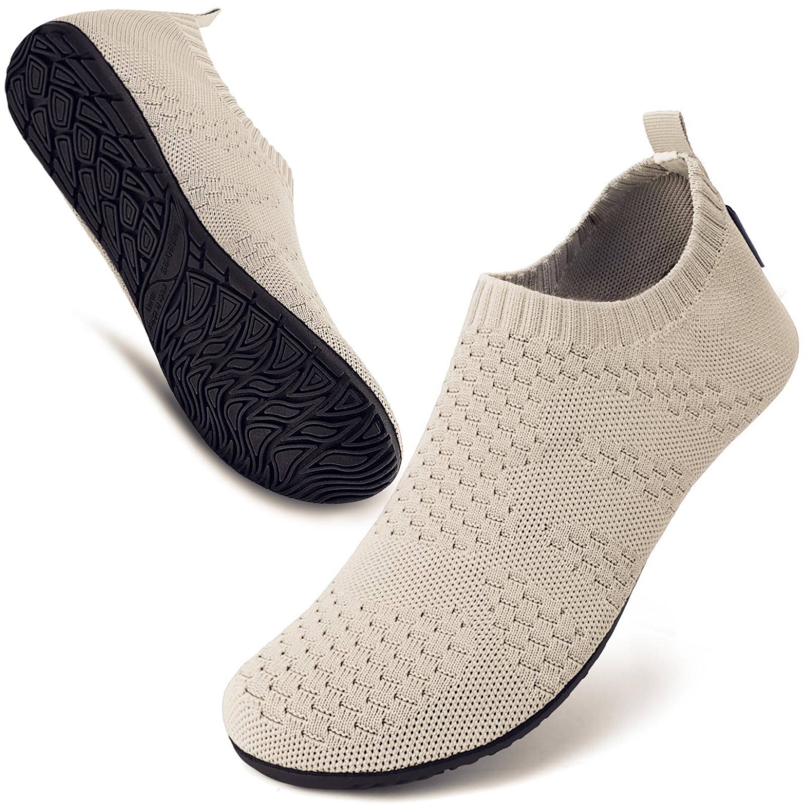 WateLves Barefoot Water Shoes for Women Men Travel Slippers Socks House Shoes Quick-Dry Aqua Socks for Beach Swim Pilates Yoga Dancing Camping Must Haves (Beige, 40/41)
