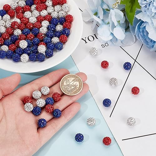 Miniatura 215 de Pandahall - Bolas de arcilla de 10 mm, tipo discoteca con 100 unidades, cuentas de polímero de arcilla con diamantes de imitación, creaciones