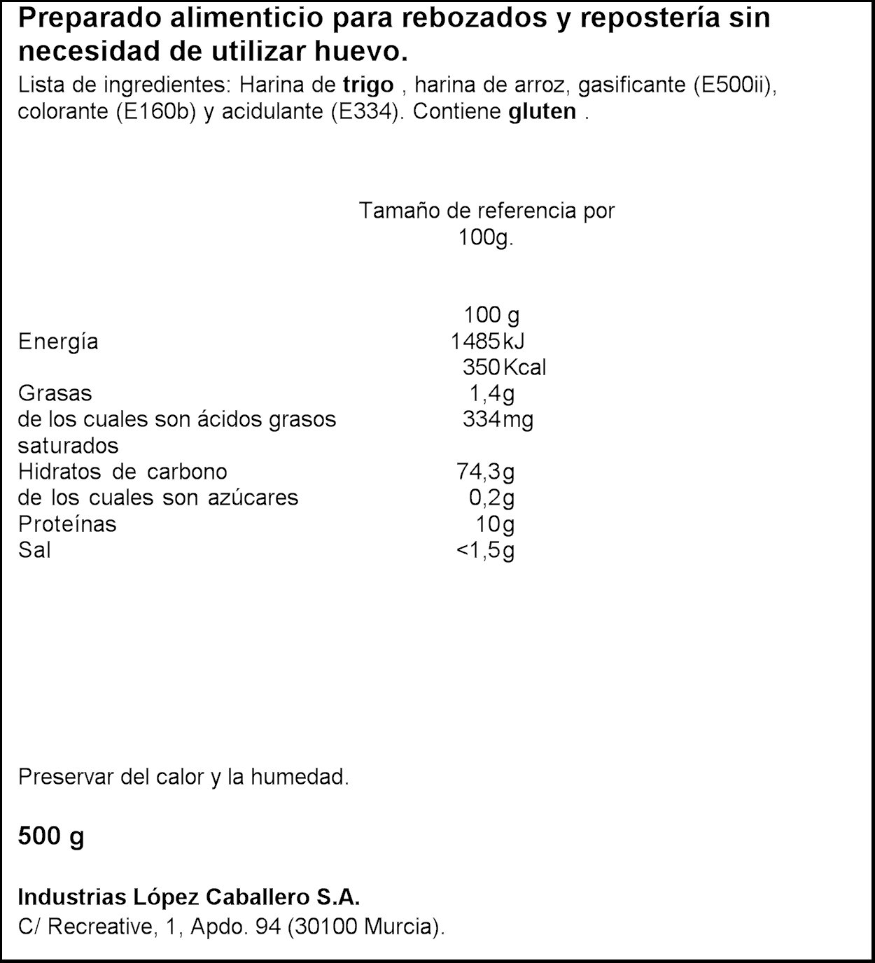 Yolanda Harina Para Rebozar Sin Huevo 500 g Pack de 6 3000 g