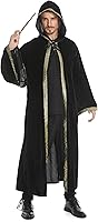Vista 4 de GRAJTCIN Bata de mago unisex de terciopelo, capa de mago, disfraz renacentista para cosplay y Halloween Negro