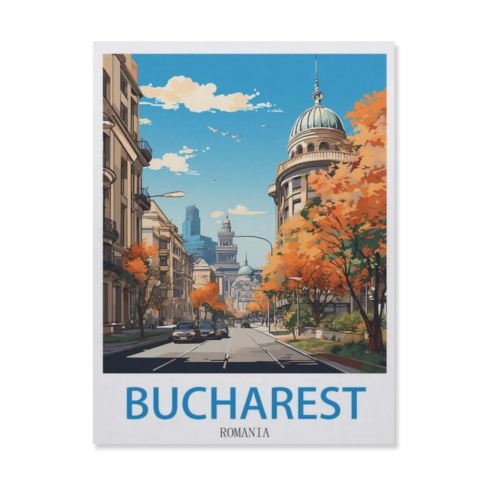 Bucharest Romania，Tin Sign Vintage Retro Man Cave Bar Pub Shed Novelty Gift Aluminium Metal Tin Wall Décor Sign(15x30cm）6x12 inch-EI60