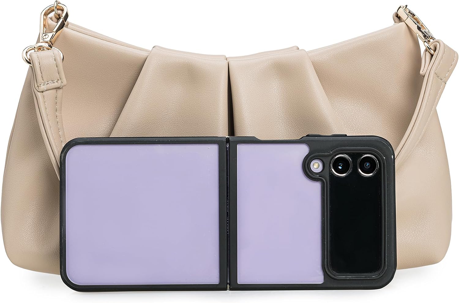 Pleated PU Clutch Evening Purse for Women Dressy Formal Faux Leather Shoulder Handbag - Image 5