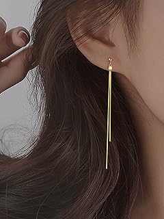 レディースジュエリー 18Kゴールドメッキ メタルタッセル ドロップピアス (Color : Gold, Size : One-size)