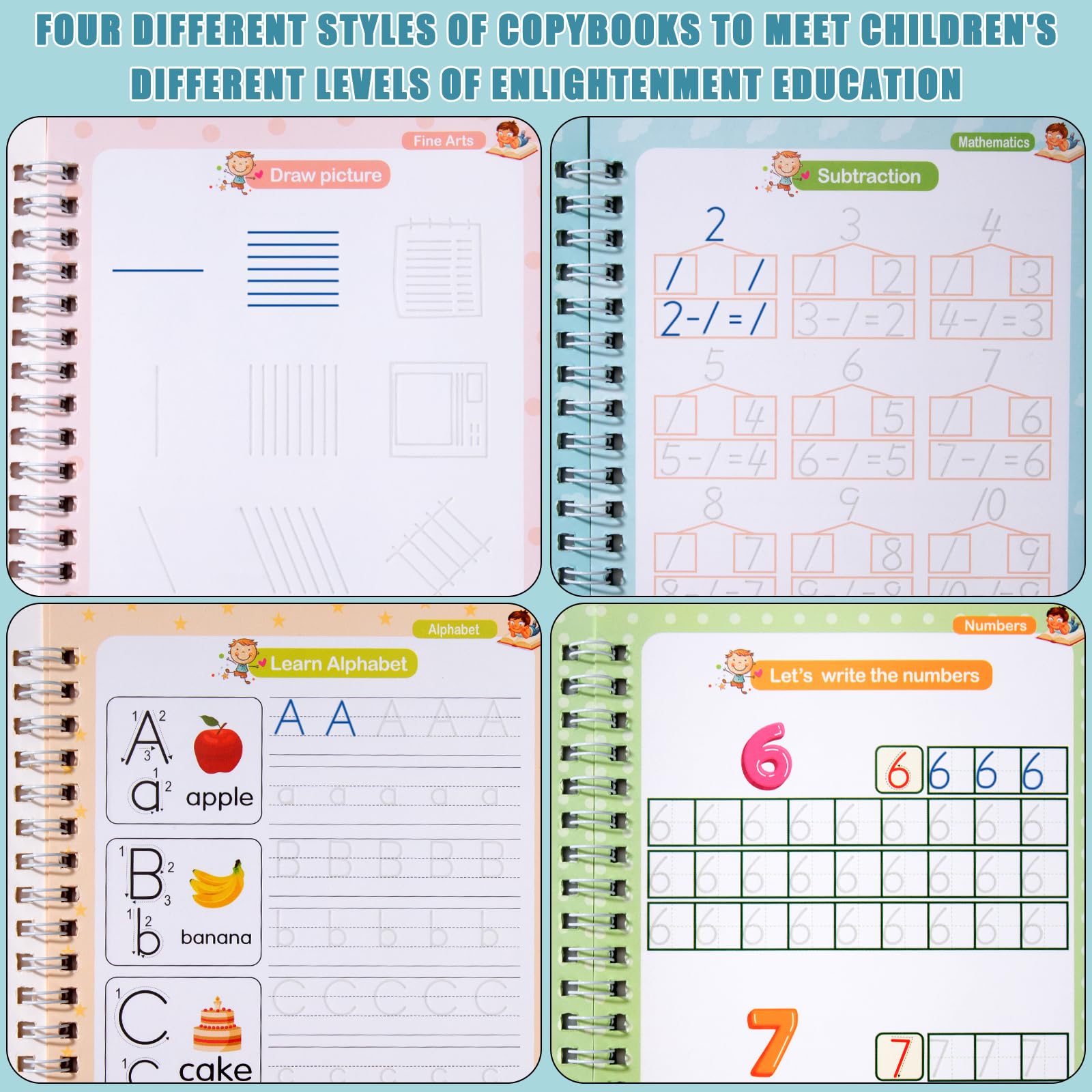 Cahier Écriture Française 4 Volumes De Groove Calligraphy Francais French Cahier Apprentissage Ecriture Cahiers D'exercices Magiques Cahier De Calligraphie Réutilisé (Avec 10 Recharges