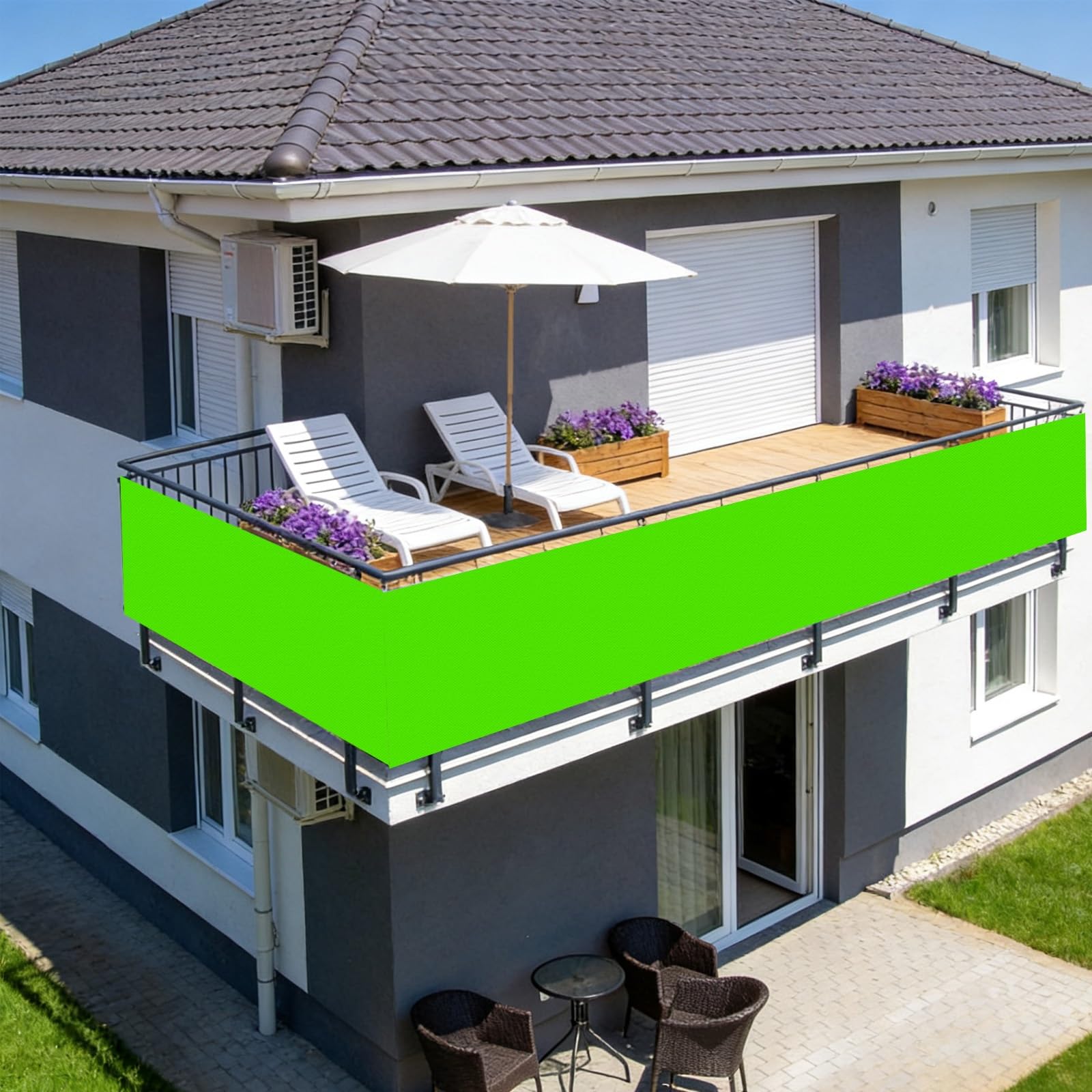 Outdoor 1,75 x 6,5 mUV ochrona przed wiatrem i wodą żywica nieprzezroczysta idealna na balkon jasnozielony kolor