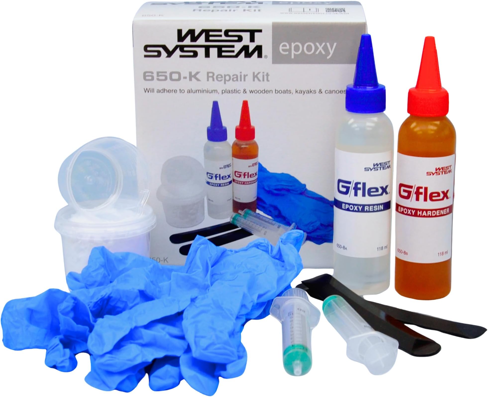 G/flex 650-K Two Part Epoxy Glue Repair Kit - Heavy Duty High Strength Adhesive Pack, Glue for Plastic, Metal, Wood, Ceramic - for DIY Projects, Boat & Marine Repair