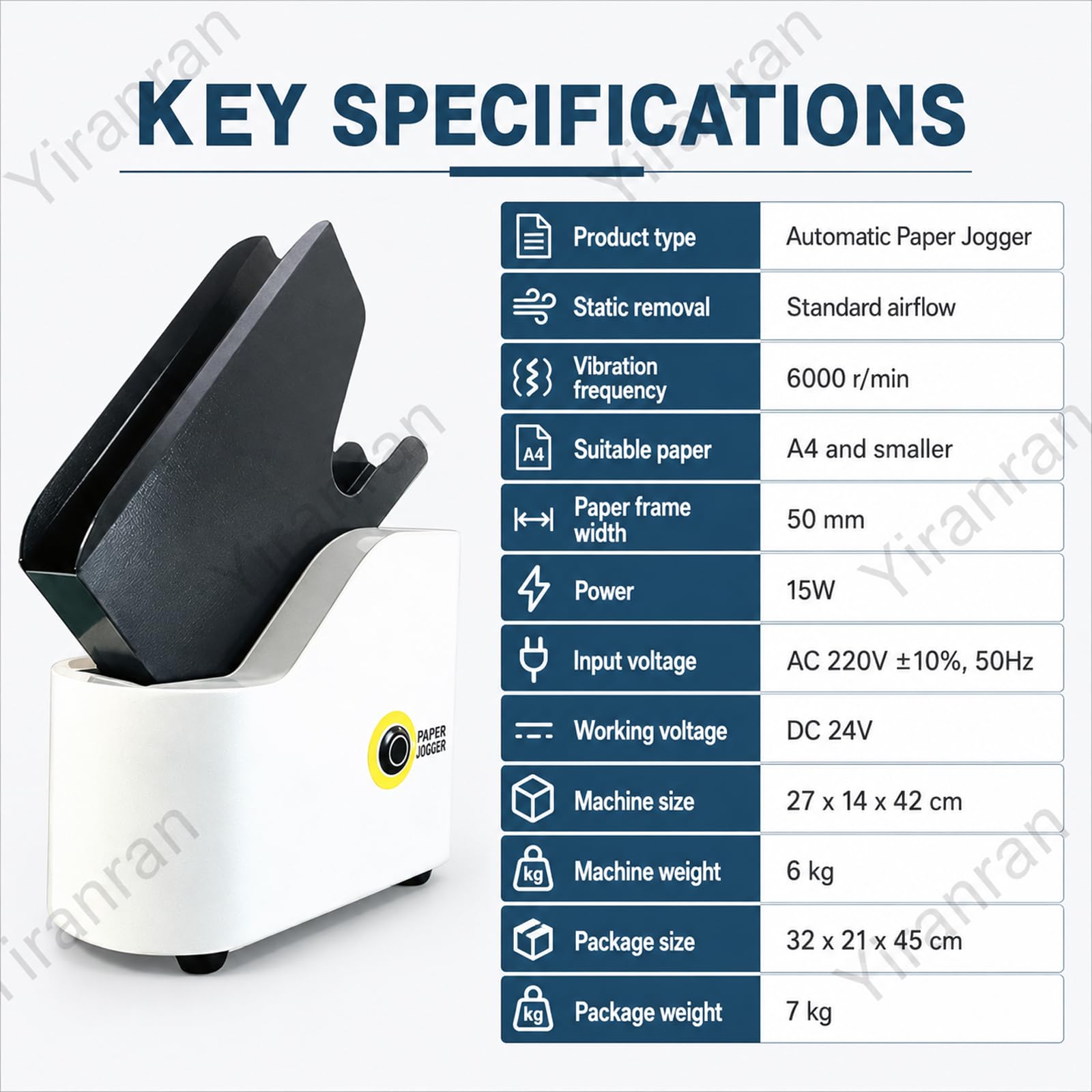 Desktop Paper Jogger, Allineatore di carta per fogli A4 e più piccoli, larghezza telaio 50 mm, selezionatrice in 5 secondi per ufficio, stamperia, scuola e contabilità