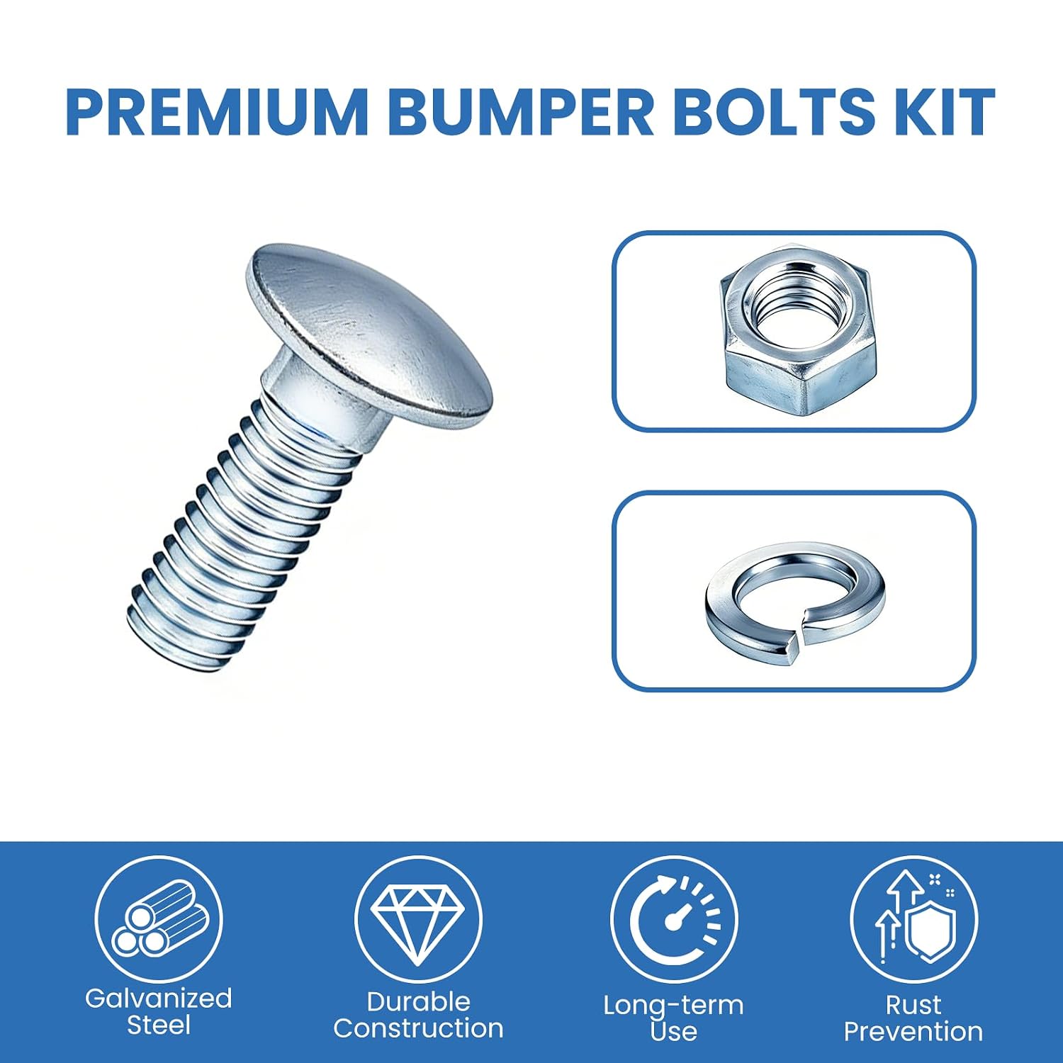 4-Set Front Rear Bumper Bolt Kit, 7/16-14x1-1/4