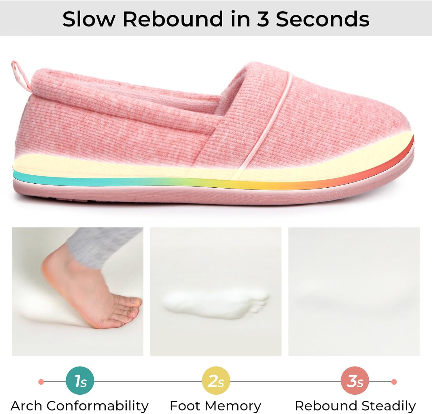 HomeTop Women's Comfy Loafer Slippers Lightweight Memory Foam Non-slip Indoor House Shoes - Image 4