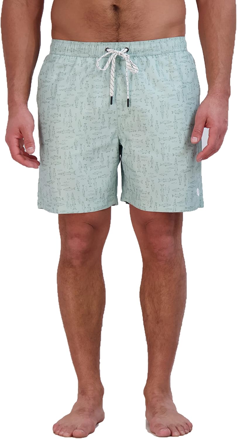 Eddie Bauer Men's SPF 50+ Volley Swim Trunk - Fun Designs, Comfortable and Stylish, 7" Inseam, Celadon, X-Large
