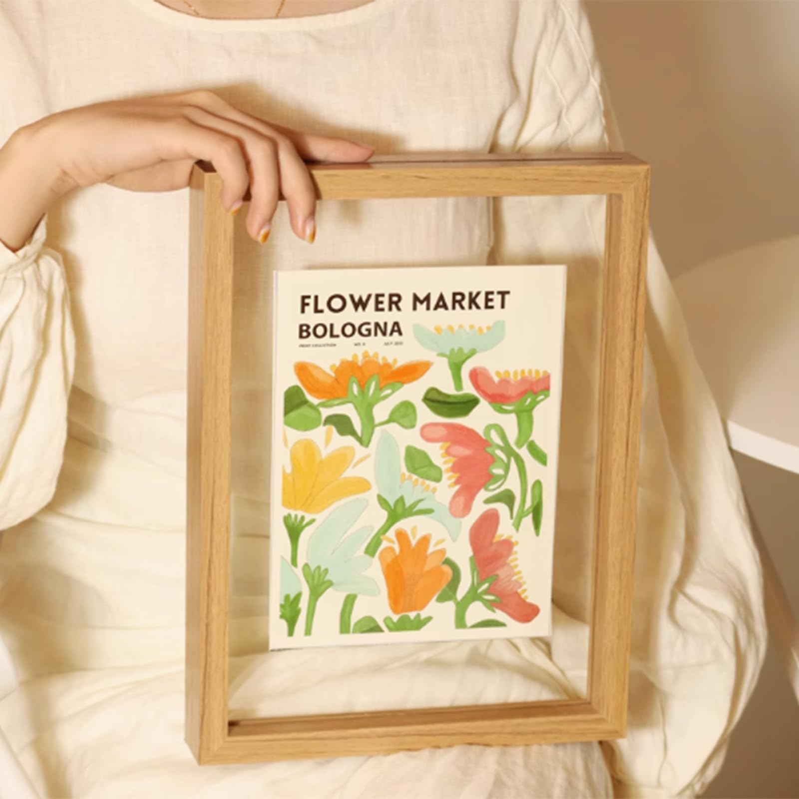 a4 frame, Wooden Acrylic Floating Photo Frame Multicolor(Light Walnut,A4 (21 * 29.7cm))