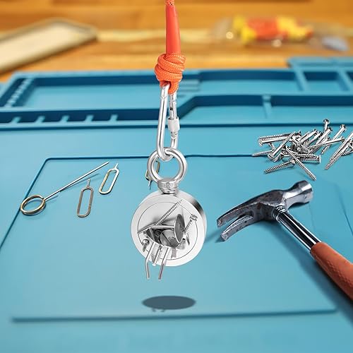 Miniatura 3 de Kit de pesca con imán de 1000 libras, imán de neodimio de doble cara con cuerda de 65 pies, gancho de agarre, guantes - para recuperación de río y