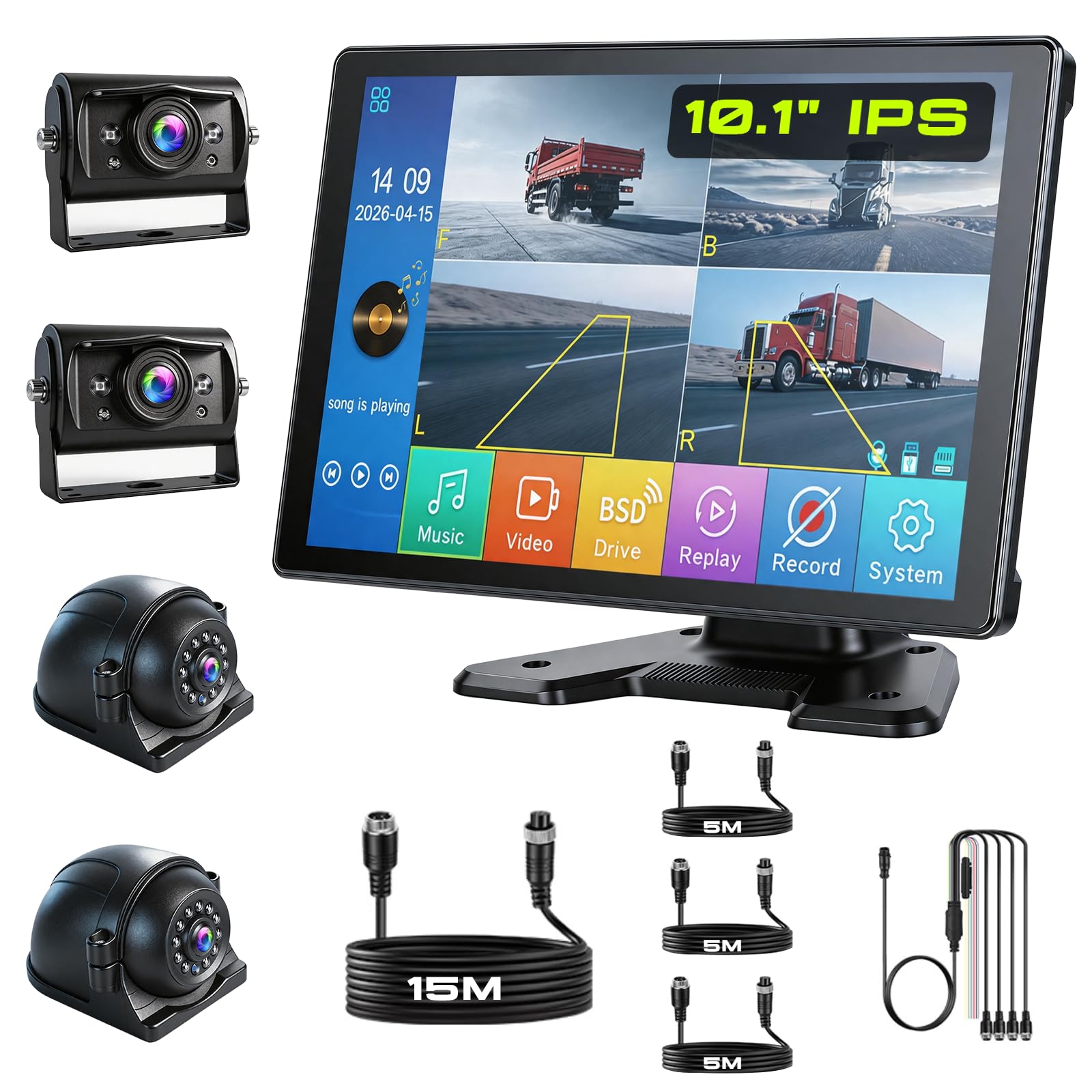 4 Kanały 1080P Zestaw Kamery Tylnej 10.1" IPS Monitor z BSD DVR IP68