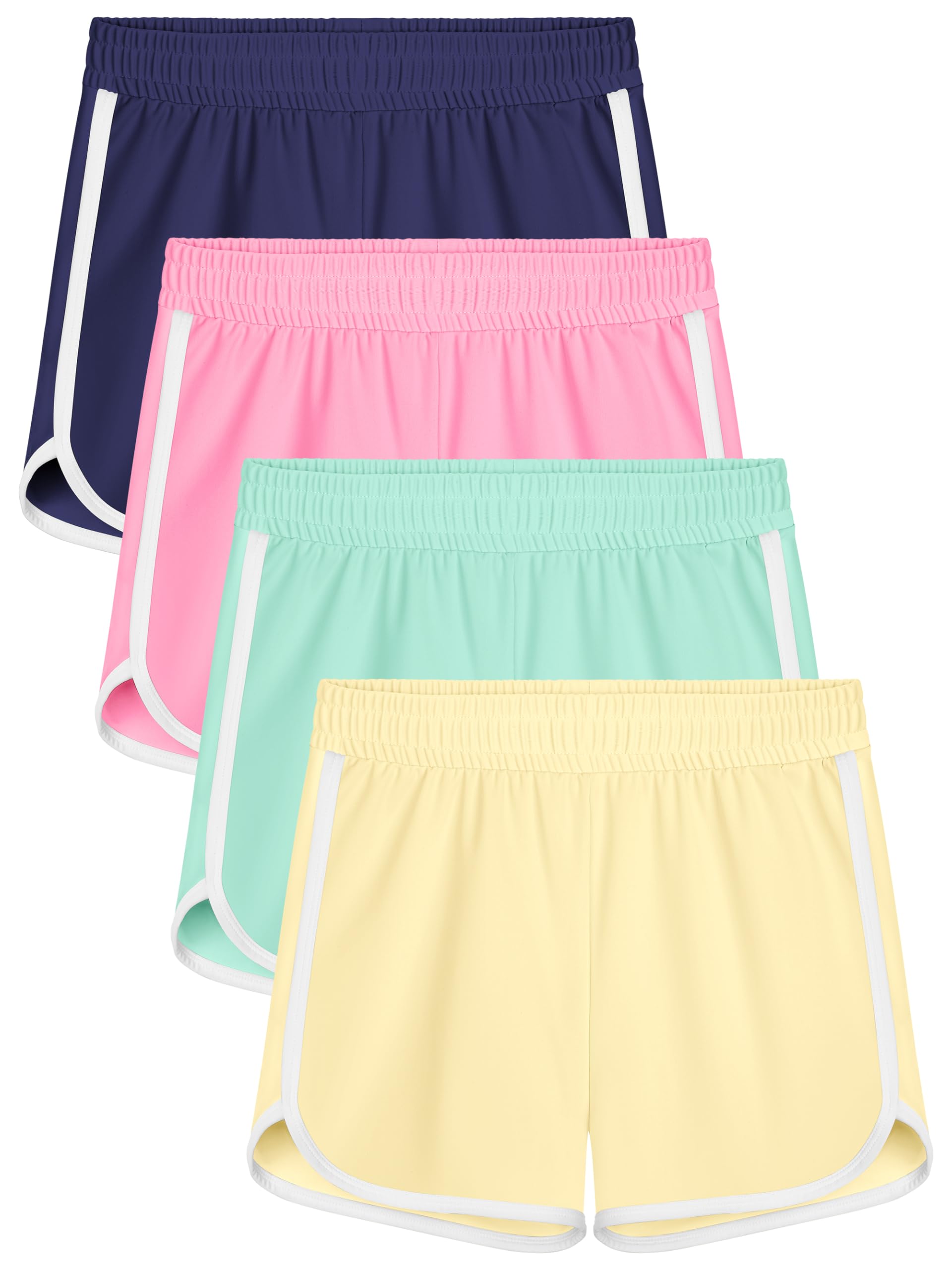 Resinta 4 Packs Girls Soccer Shorts Toddler Girls Athletic Shorts Quick Dry Workout Dolphin Kids Active Shorts