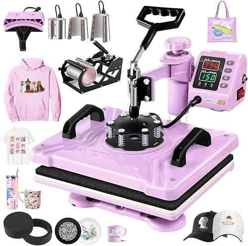 AKEYDIY Máquina de prensa de calor 8 en 1, máquina de sublimación profesional de 12 x 15 pulgadas, impresión de camisas, transferencia de calor,