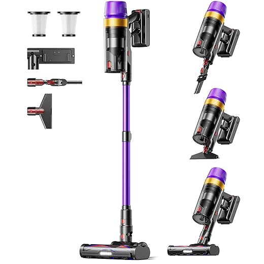 Cordless Vacuum Cleaner, Self-Standing 620W 55KPA 75Min Runtime Stick Vacuum for Home, 1.8L Dust Cup, LED Display, Anti-Tangle, 8-Stage Filtration, for Hardwood Floor Carpet Pet Hair