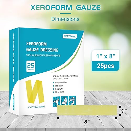 Miniatura 2 de Xeroform - Aderezo de vaselina de 1 x 8 pulgadas, paquete de 25, almohadilla de gasa de malla fina oclusiva no adherente, parche suave para