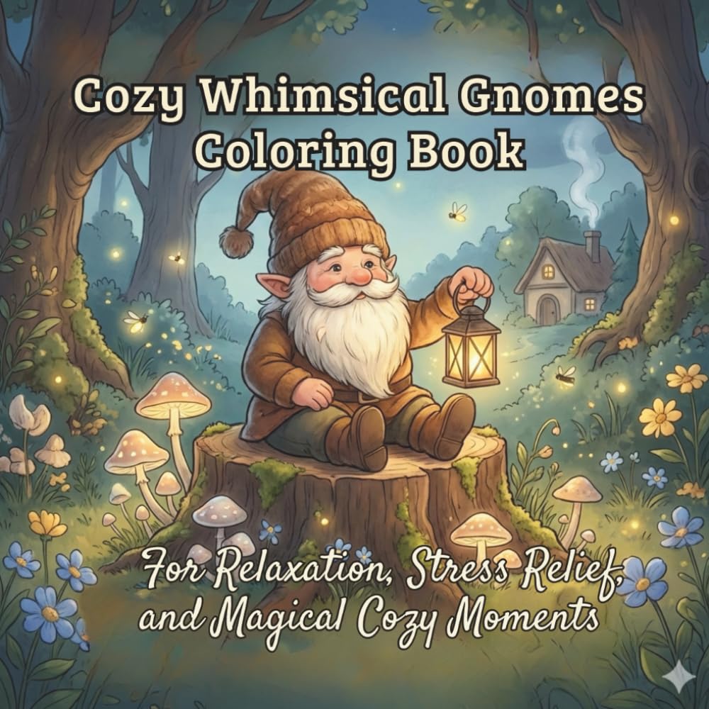 Cozy Whimsical Gnomes Coloring Book: For Relaxation, Stress Relief, and Magical Cozy Moments